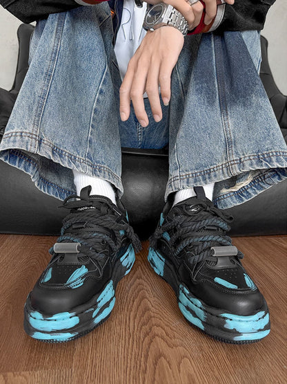 Trendy High-Top Sneakers with Unique Splash Design for Casual Wear 