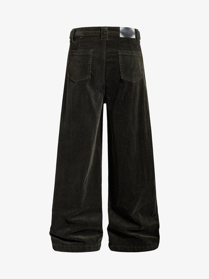 Corduroy Wide Leg Pants High Waist Pleated Tapered Fit Casual Fashion Women's Pants?