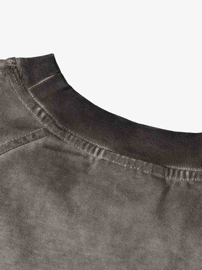 Cotton Blend Oversized Mesh Panel T-Shirt with Crew Neck?