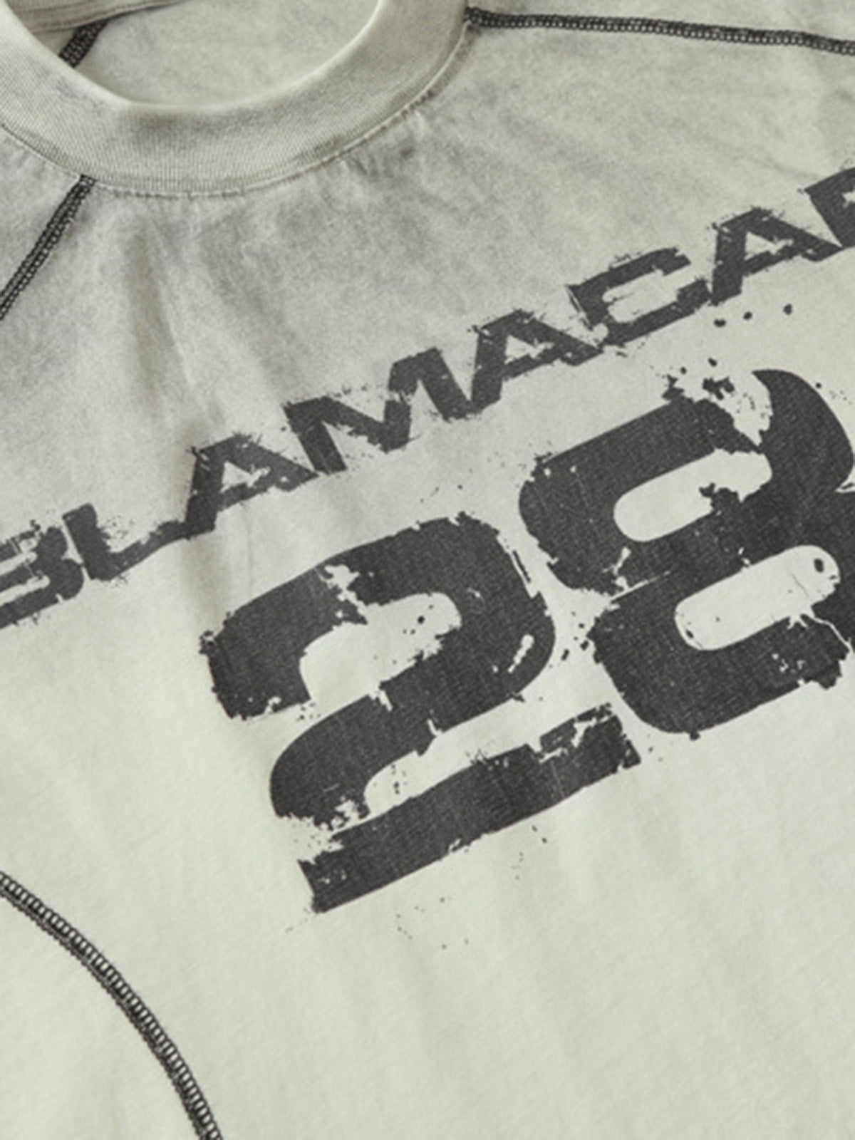 Distressed Digital Print Short-sleeved T-shirt 