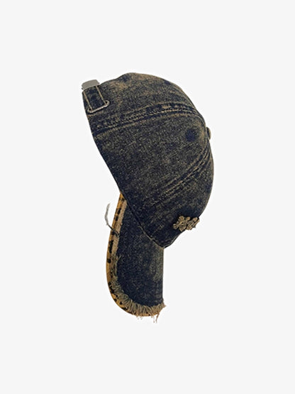 Stylish Denim Baseball Cap with Embroidered Letters for Casual Wear 