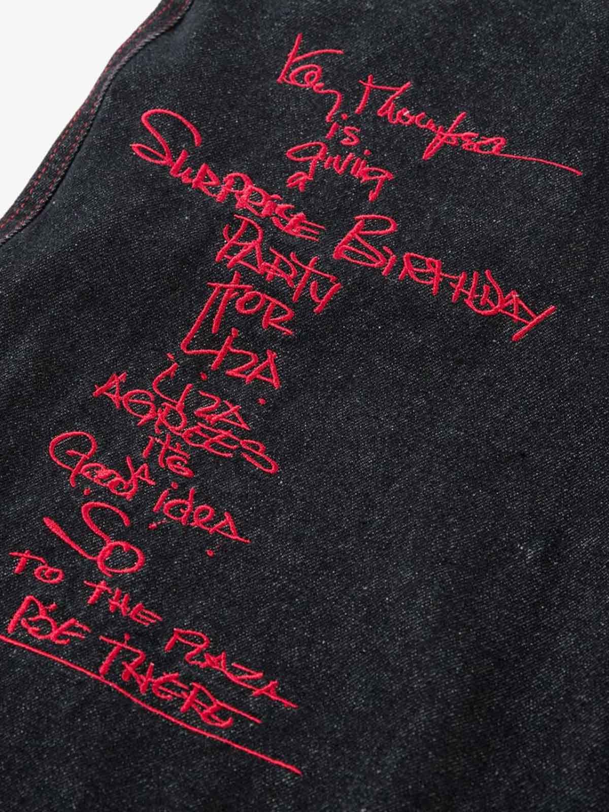 Thesupermade Contrast Thread Cross Letter Embroidered Jeans 