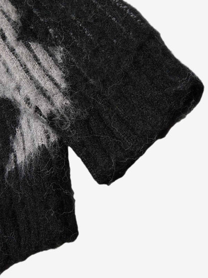 Knitted Fleece Cardigan Irregular Pattern Sweater 