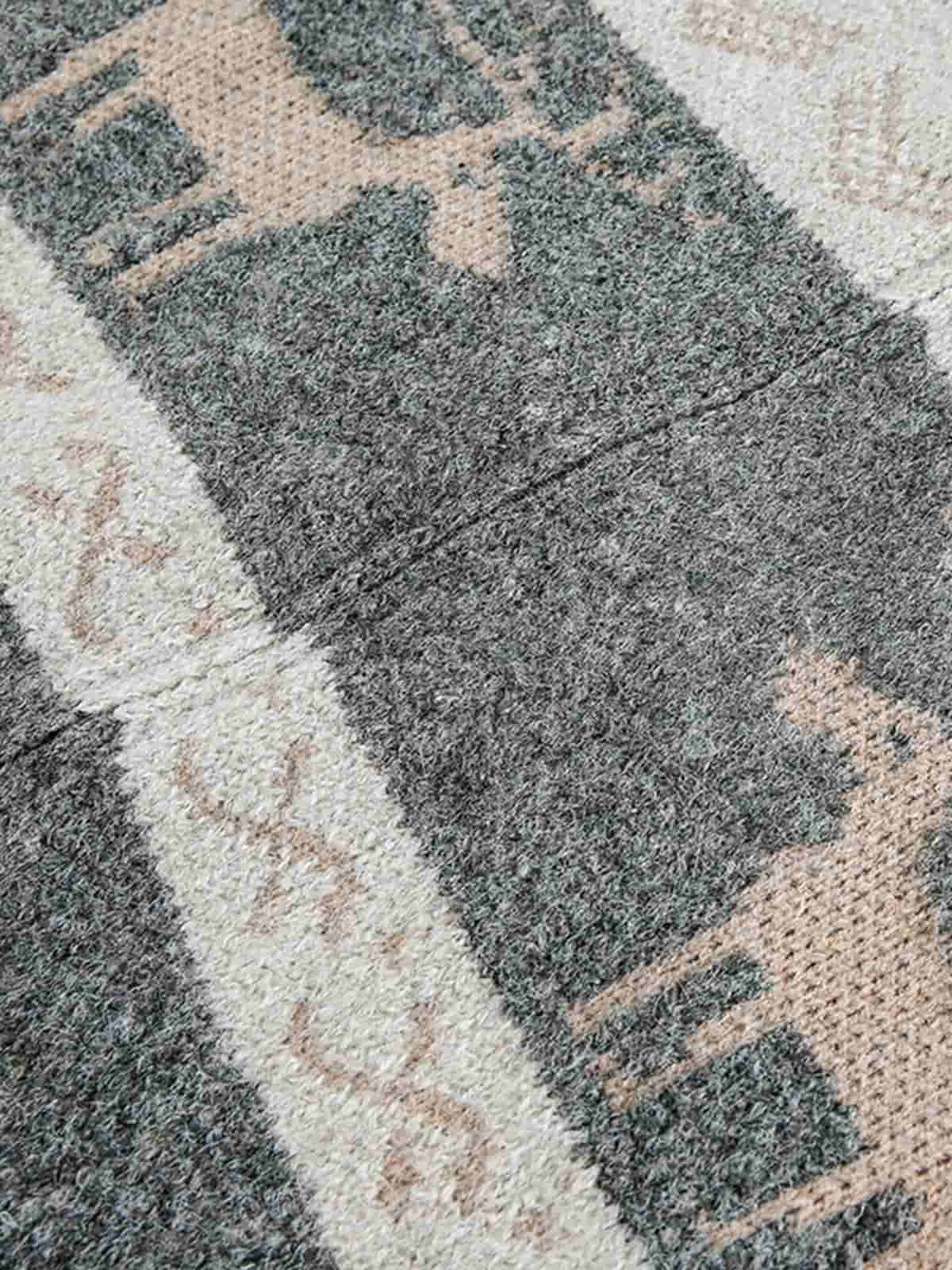 Cozy Winter Knit Sweater with Deer Motif and Zip Closure 