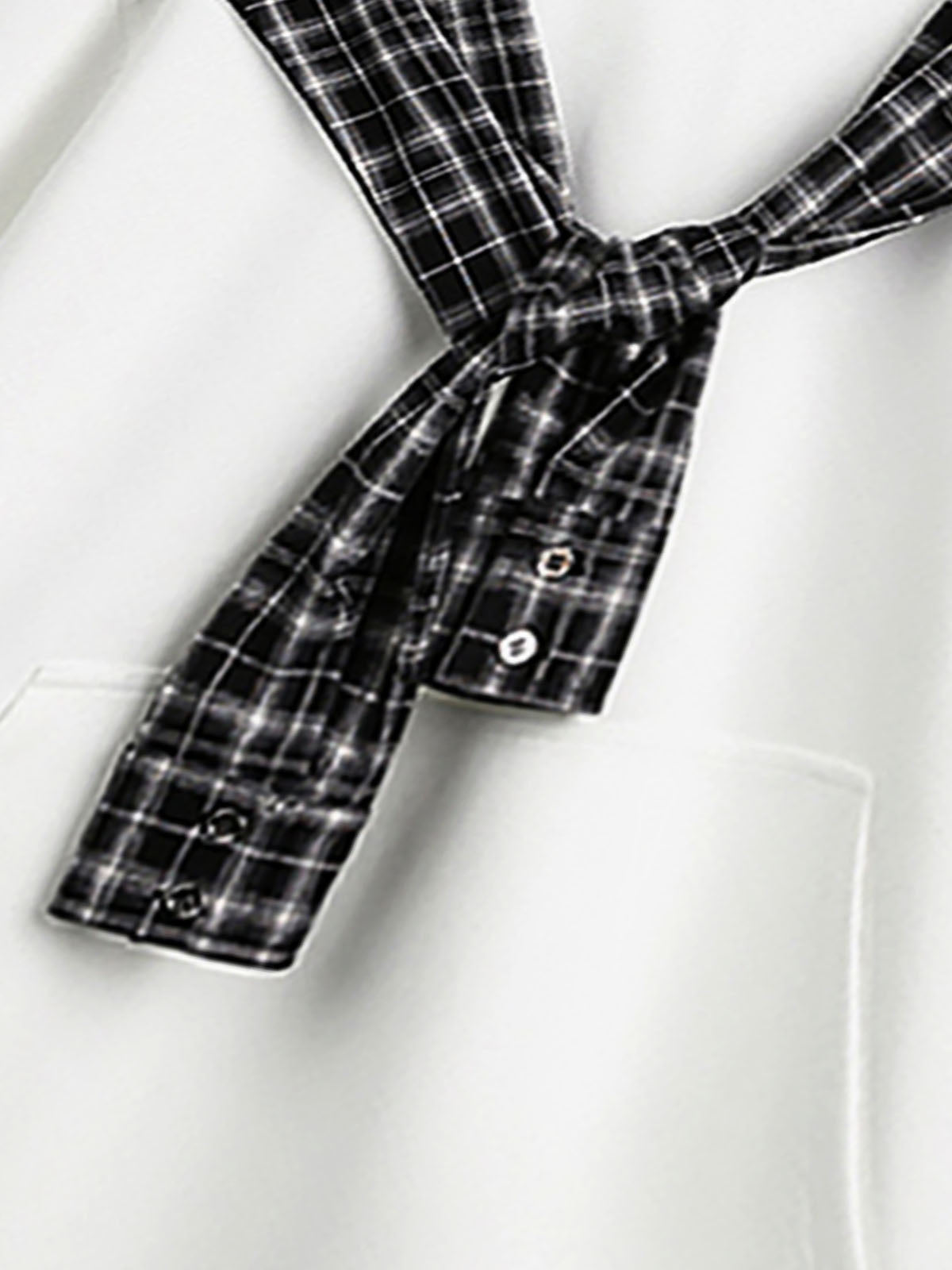 Stylish Plaid-Trimmed Hoodie with Sailor Collar Design for Women 