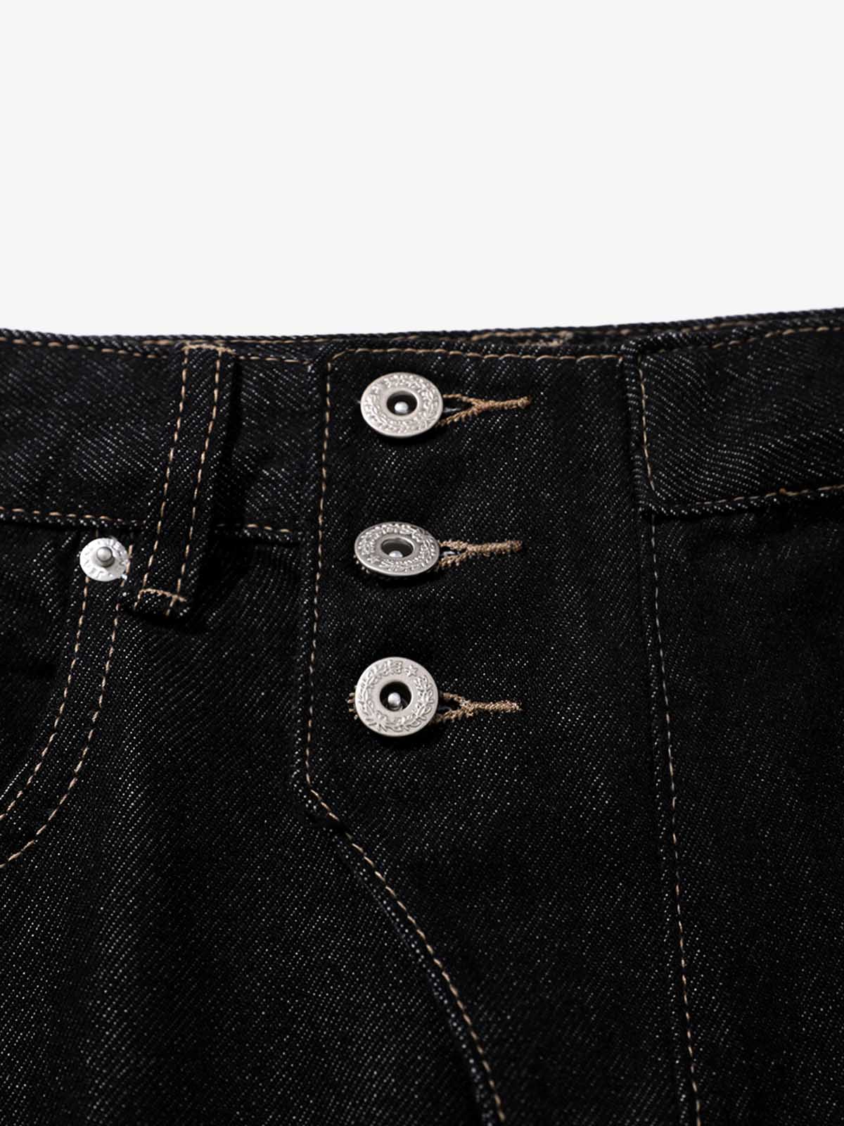 Reverse-Stitched Multi-Button Jeans 