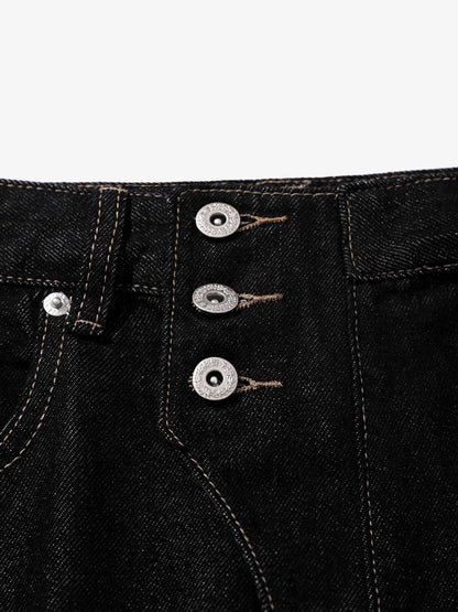 Reverse-Stitched Multi-Button Jeans 