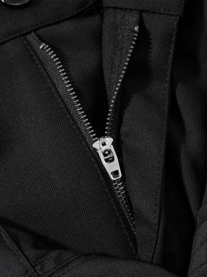 Plaid Jacket with Zipper Detail and Keychain Accessory 