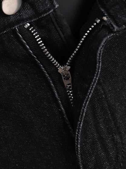 Denim Ripped Layered Flare Pants with Distressed Details 