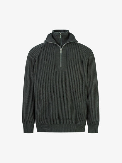 Men's Ribbed Half-Zip Sweater - Stylish and Cozy for Everyday Wear 
