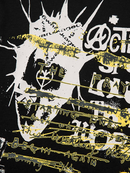 Thesupermade Hip-Hop Punk Faux Two-Piece Long-Sleeved T-Shirt 