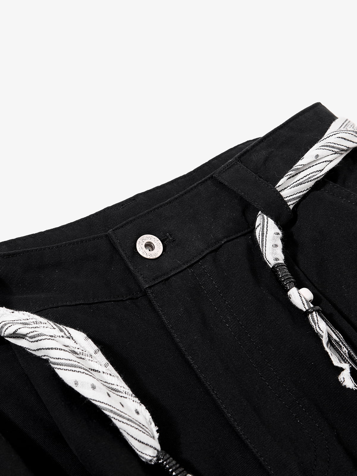 Cotton Blend Wide Leg Cargo Pants with Adjustable Drawstring and Decorative Tassels?