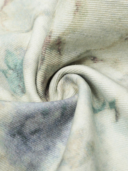 Vintage Floral Print Straight Jeans 