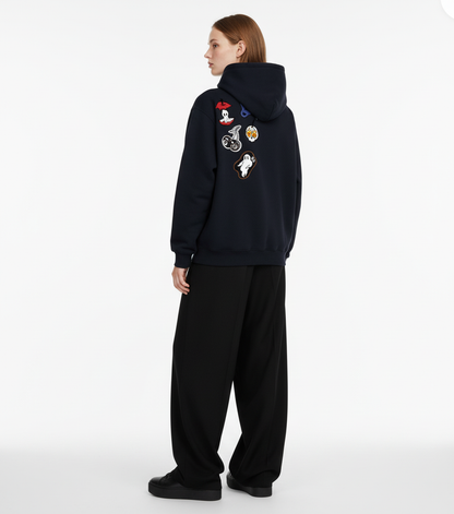 Street Embroidered Letter Badge Hoodie