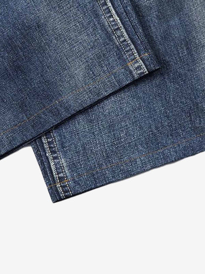 Denim Wide Leg Jeans with Tiger Print Patchwork and Ripped Details?