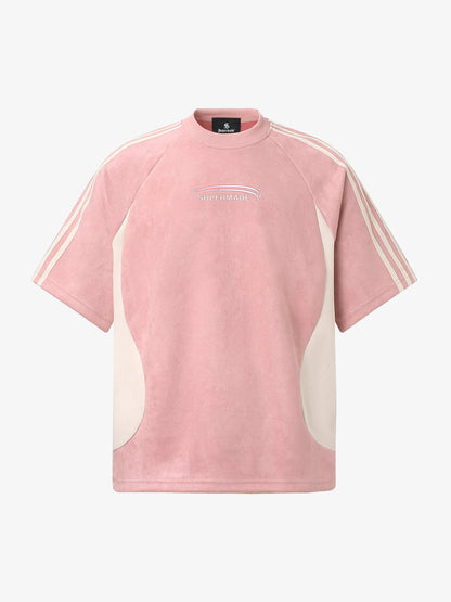 Cotton Blend Oversized Sport T-Shirt with Contrast Panels and Logo Print?