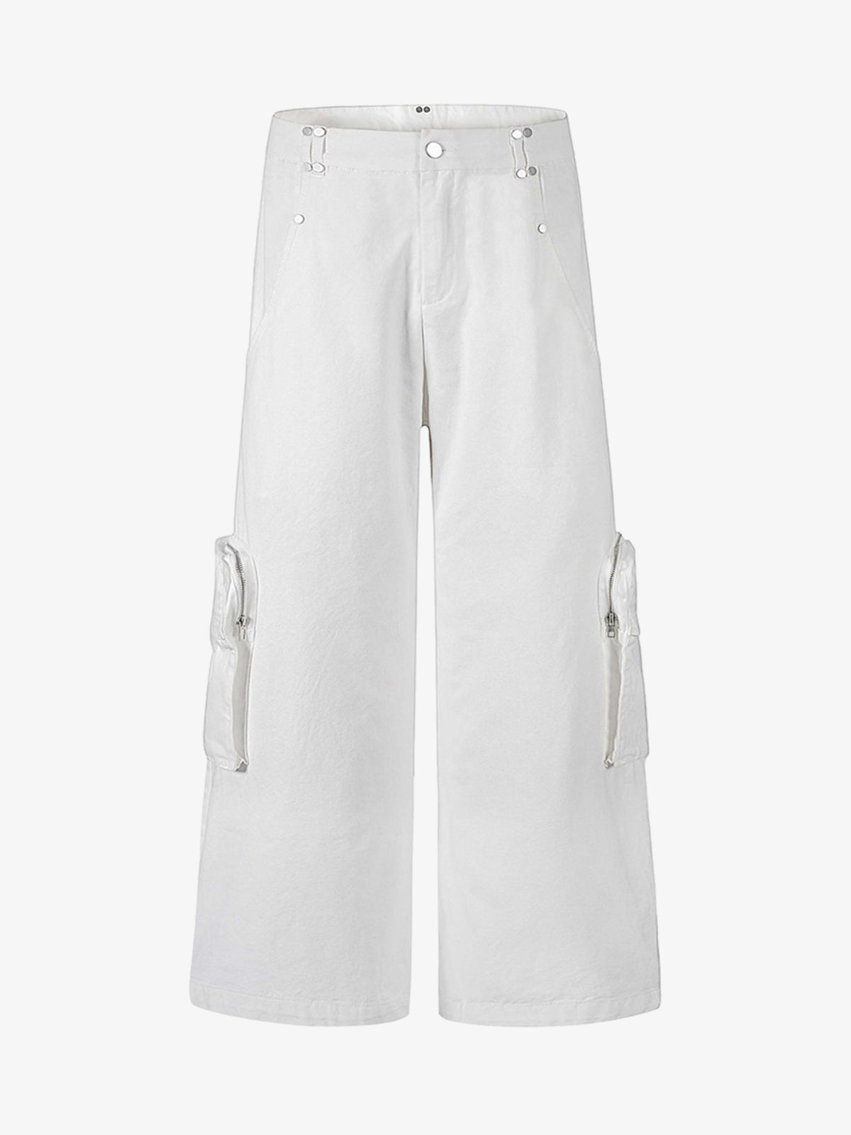 Street Metal Stud Zipper Multi-Pocket Workwear Casual Pants 