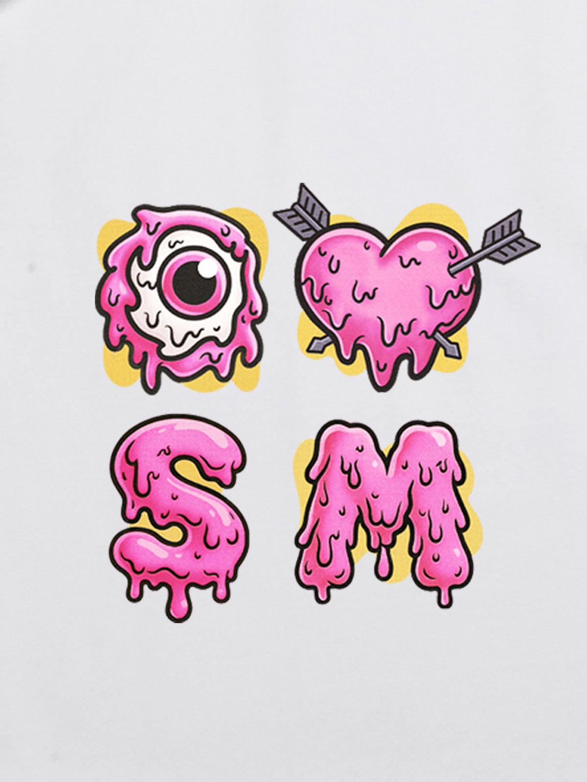 Thesupermade eyeball and love graffiti declaration T-shirt 