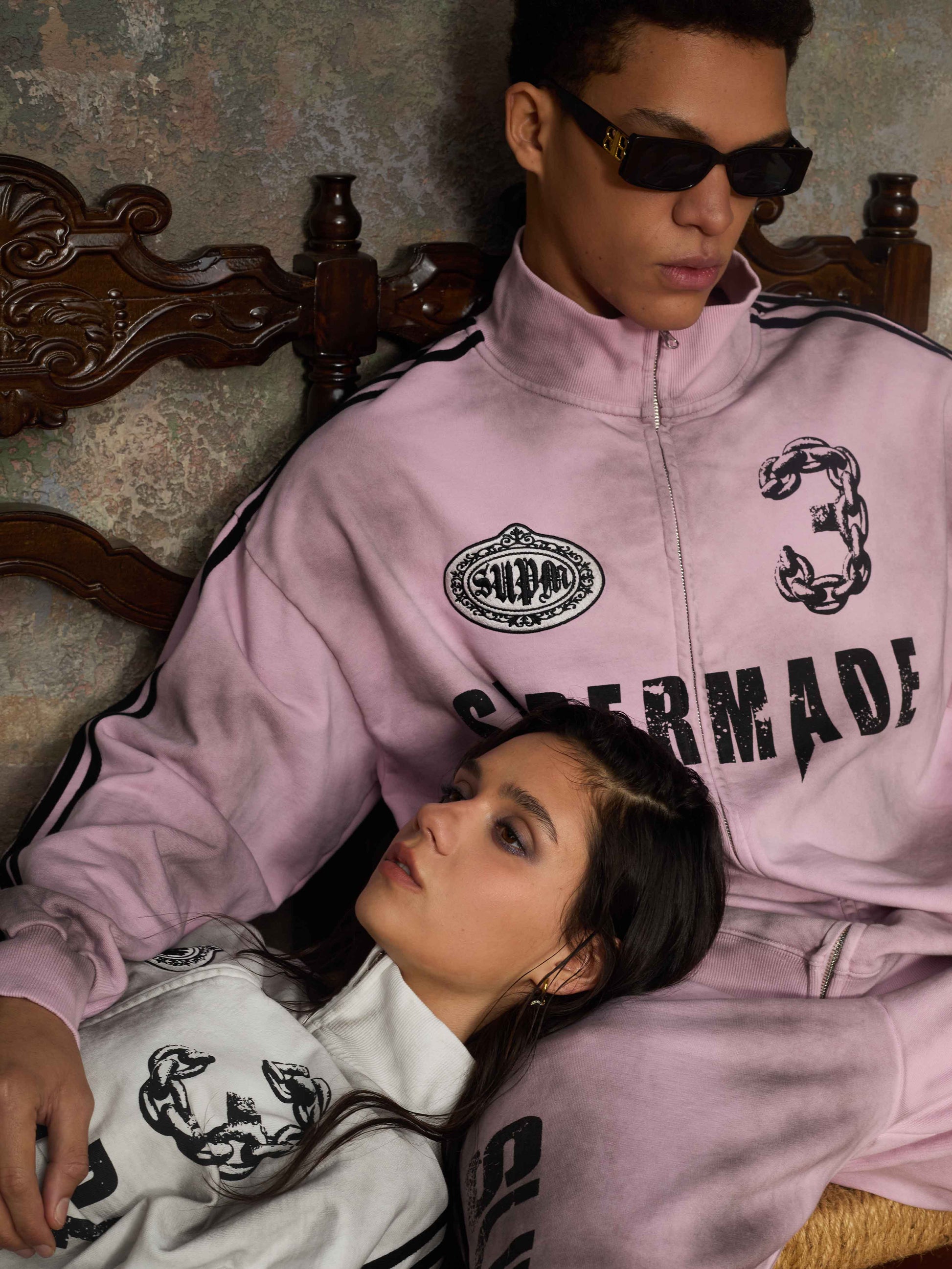 Supermade Vintage Distressed Size 3 Stand Collar Tracksuit 