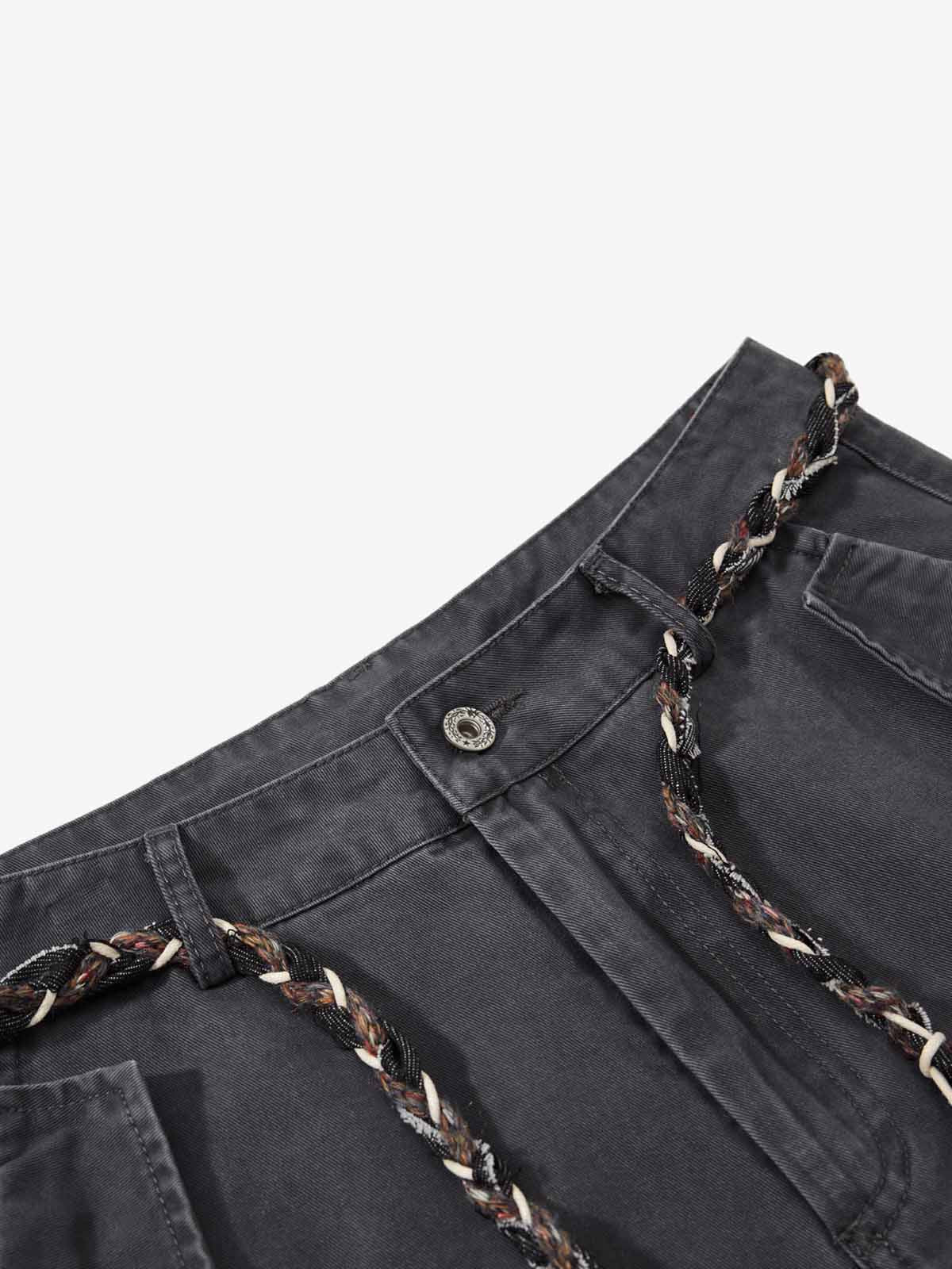 Washed Cargo Webbing Baggy Pants 