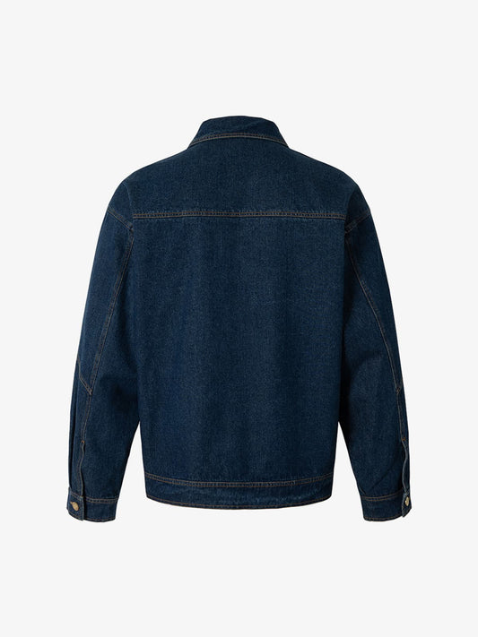 Classic Denim Jacket with Double Chest Pockets - Perfect for Casual and Outdoor Wear 