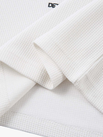 Thesupermade Letter Print Waffle Long-sleeved T-shirt 