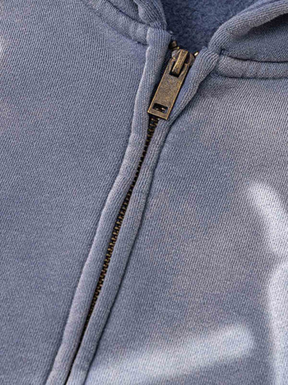 Street Graffiti Spray Print Zip Up Hoodie 