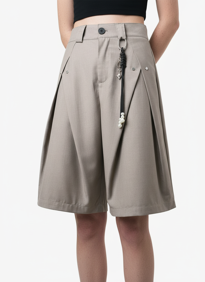 Vintage Deconstructed Pleated Shorts