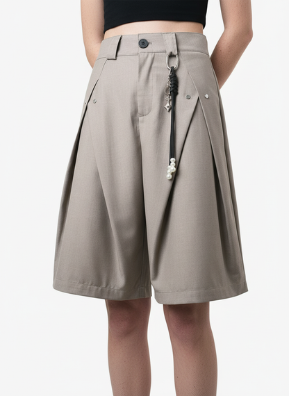 Vintage Deconstructed Pleated Shorts