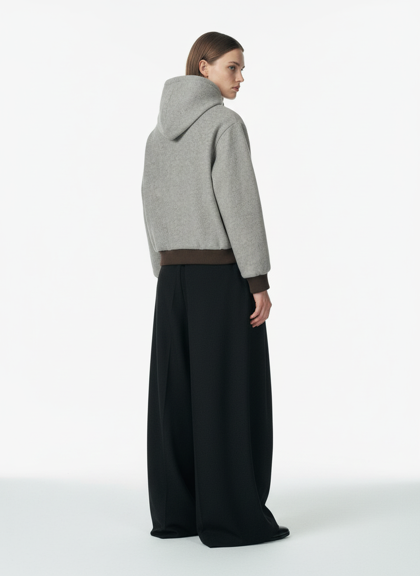 Retro Reversible Fleece Lined Zip-up Hooded Jacket