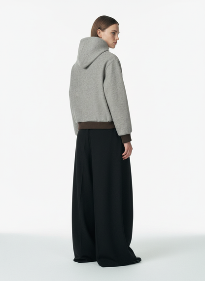 Retro Reversible Fleece Lined Zip-up Hooded Jacket