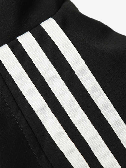 Cotton-Blend Track Suit Set with White Stripes - Oversized Zip-Up Jacket and Wide-Leg Pants?