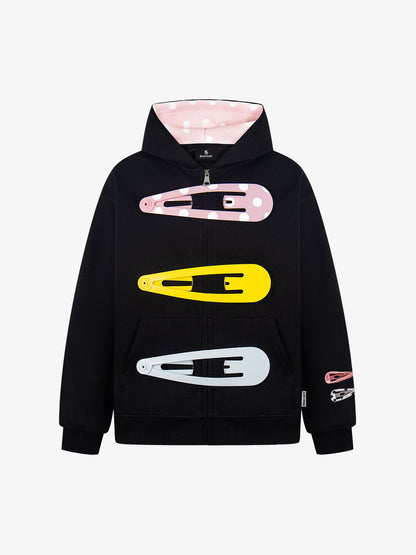 Cotton Blend Hoodie with Hair Clip Print Design for Men and Women?