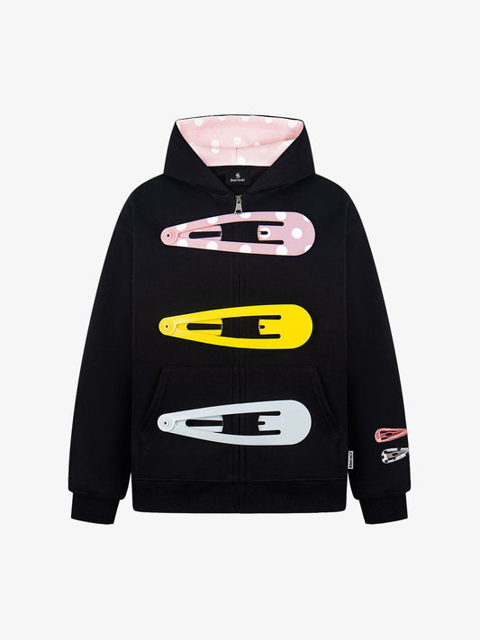 Cotton Blend Hoodie with Hair Clip Print Design for Men and Women?