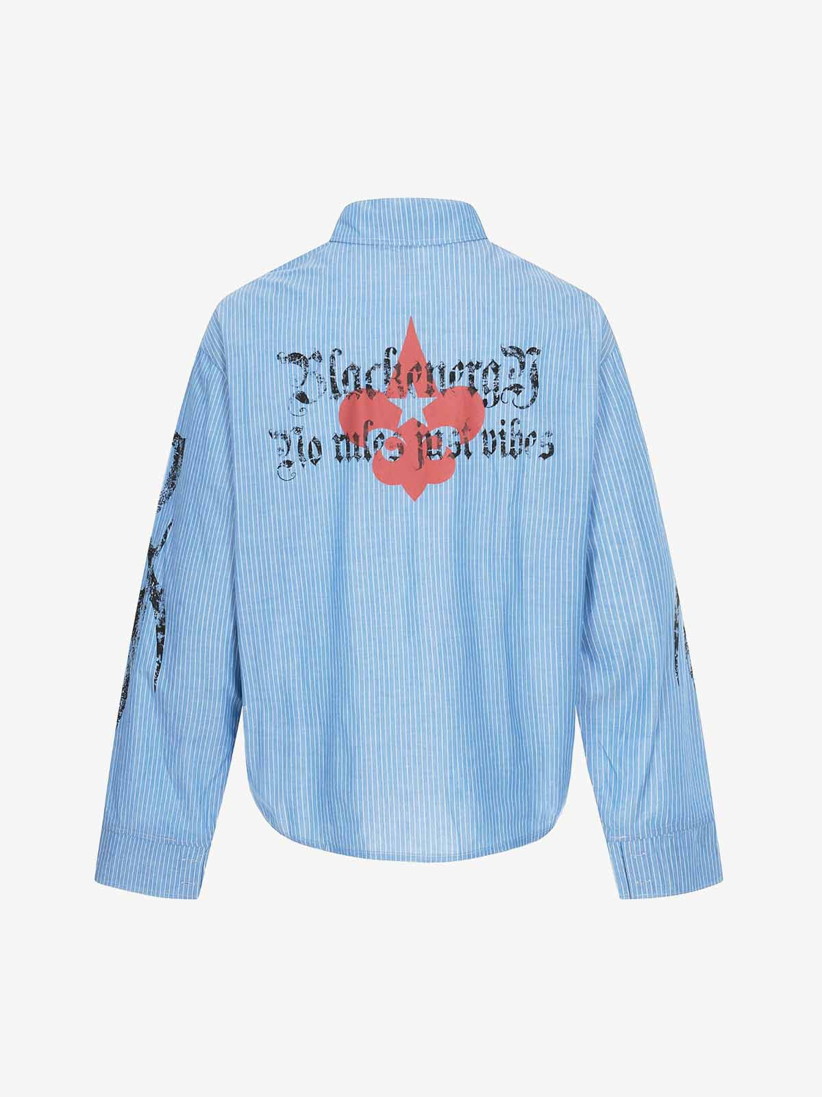 Gothic Embroidered Pinstripe Button-Up Shirt