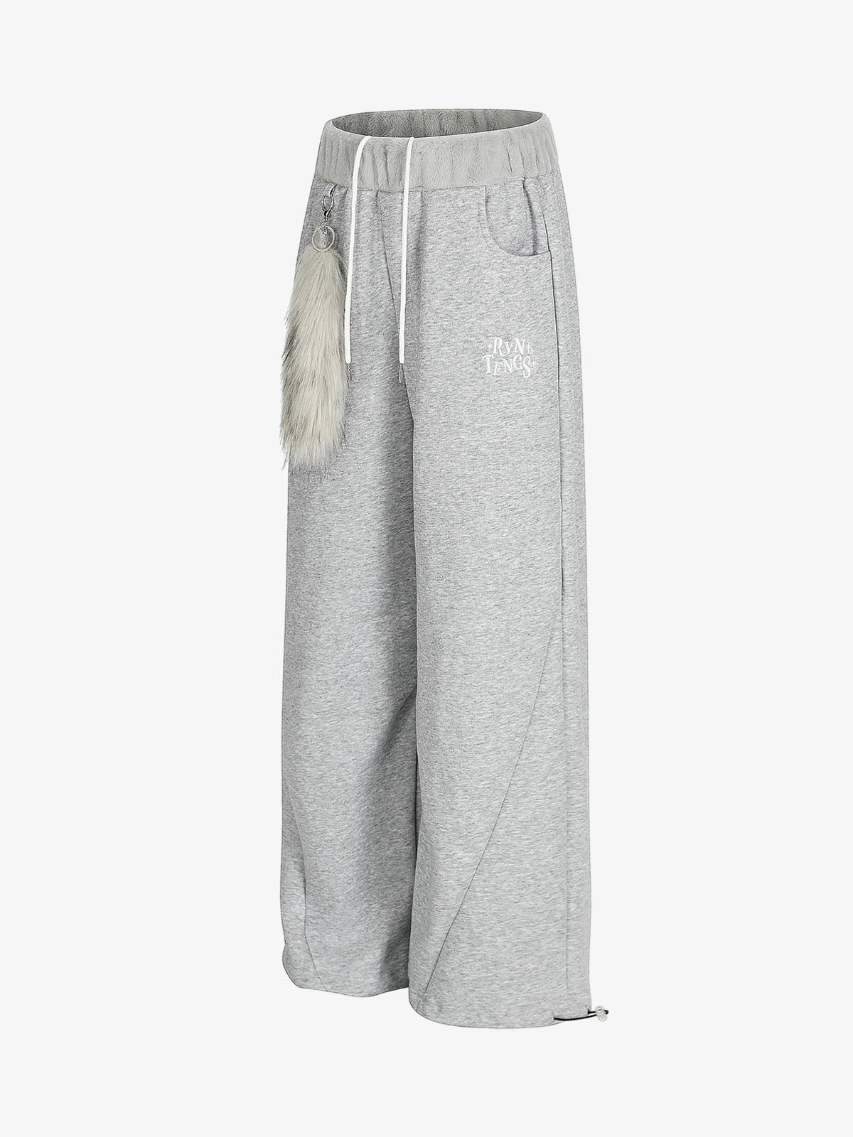 Stylish Wide-Leg Lounge Pants with Faux Fur Pom-Pom Detail 