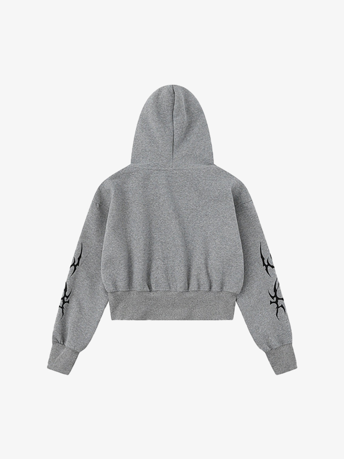 Dark Print Cardigan Cropped Hoodie