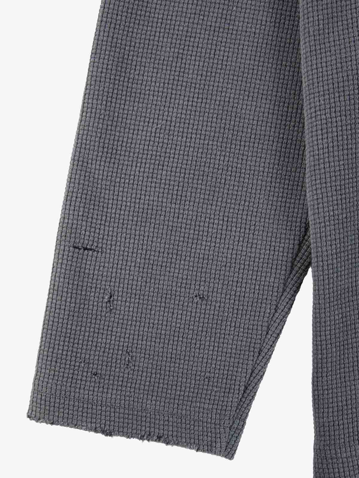 Supermade Waffle-Knit Distressed Button-Pattern Hoodie?