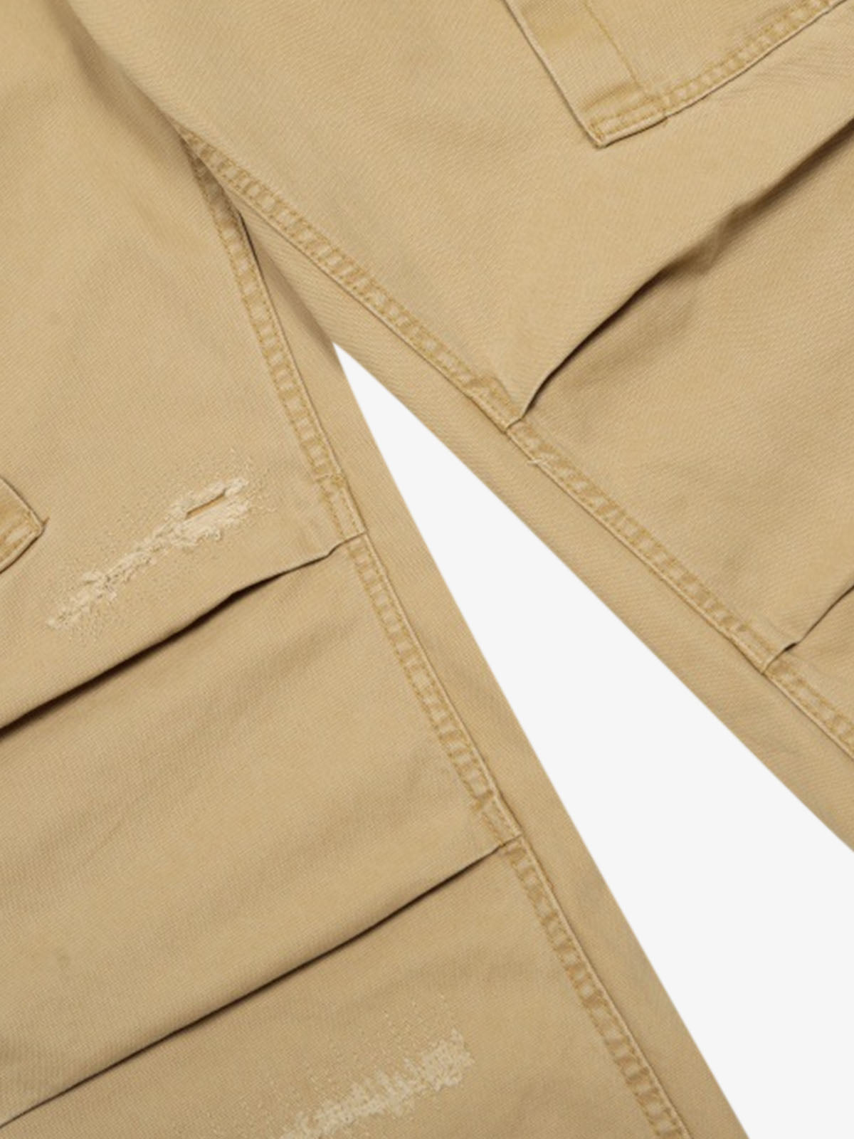 Hole Patch Pleated Multi-pocket Work Wear Casual Pants 