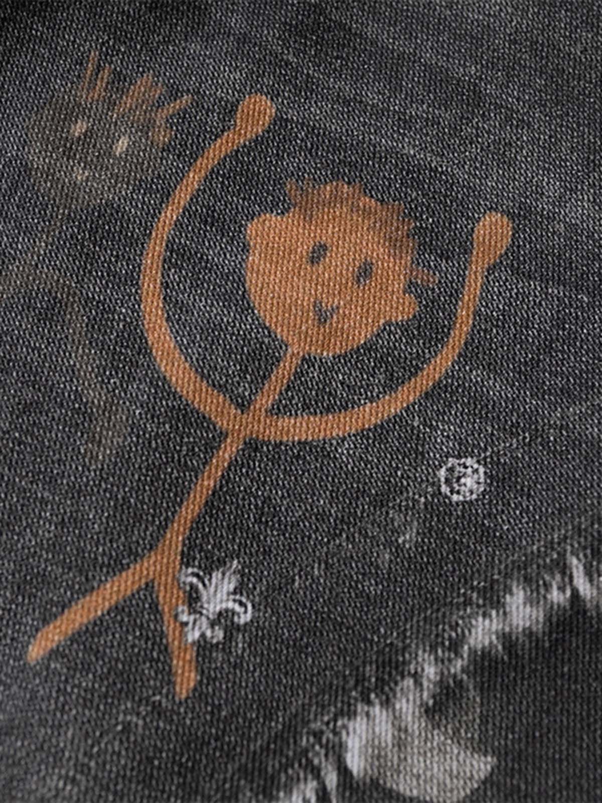 Thesupermade Graffiti Print Cold Transfer Camouflage Layered Cargo Jeans 