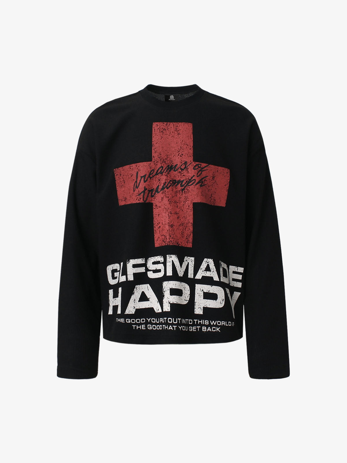 Street Cross Lettering Print Long-sleeved T-shirt 