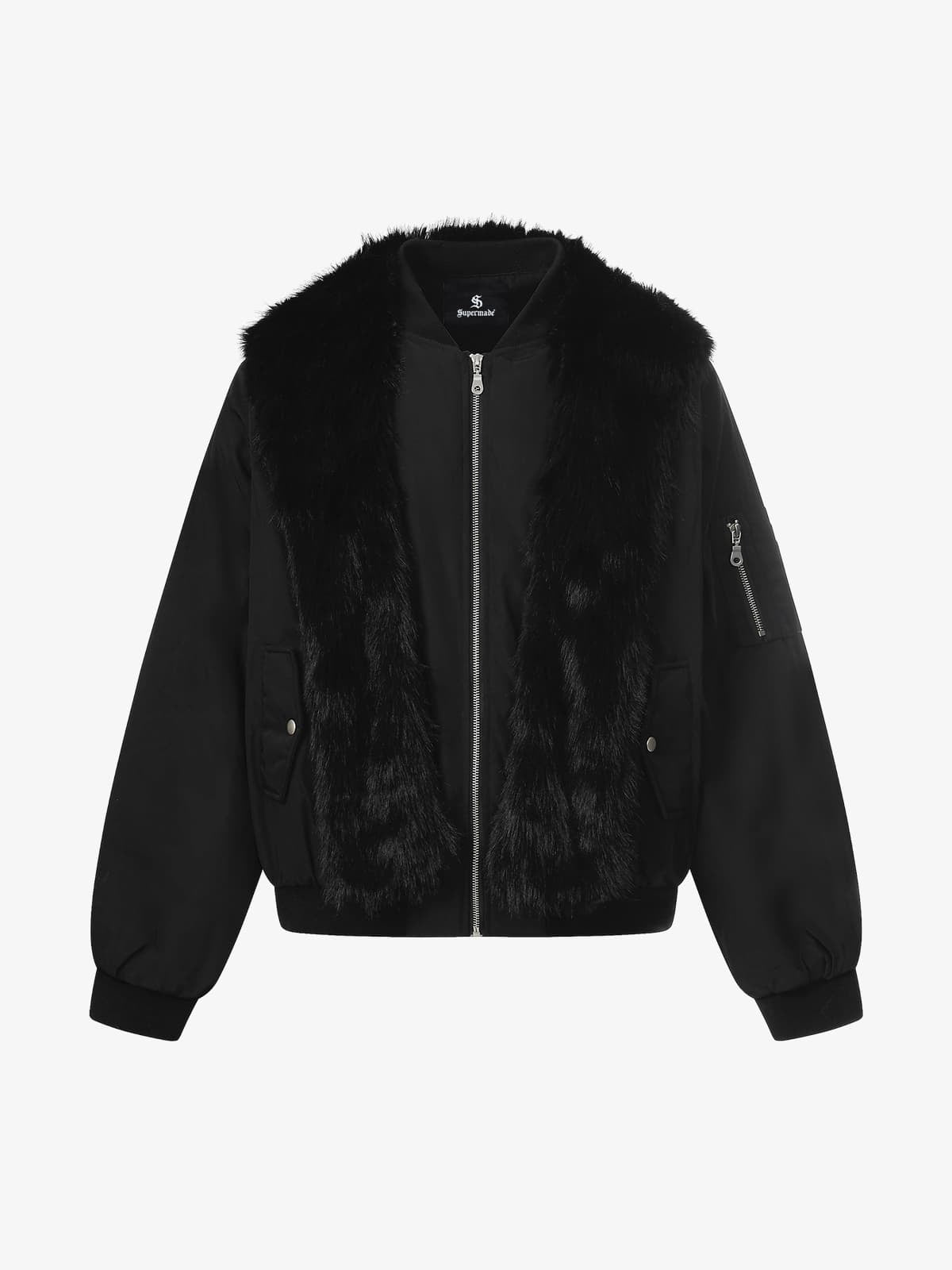 Stylish Faux Fur Trimmed Bomber Jacket for Winter Fashion 