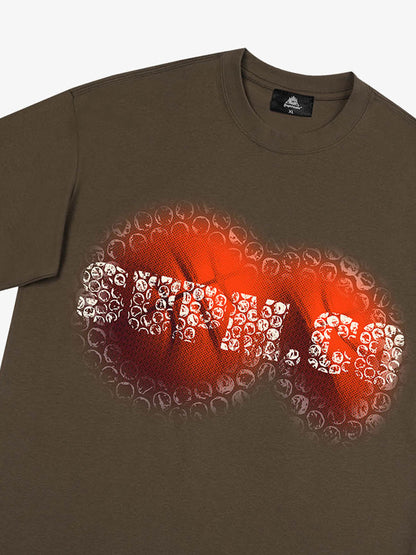 thesupermade-Foam texture basketball pattern print – Loose streetwear trendy T-shirt 