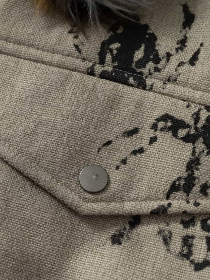 Winter-Ready Corduroy Jacket with Faux Fur Trim for Men 