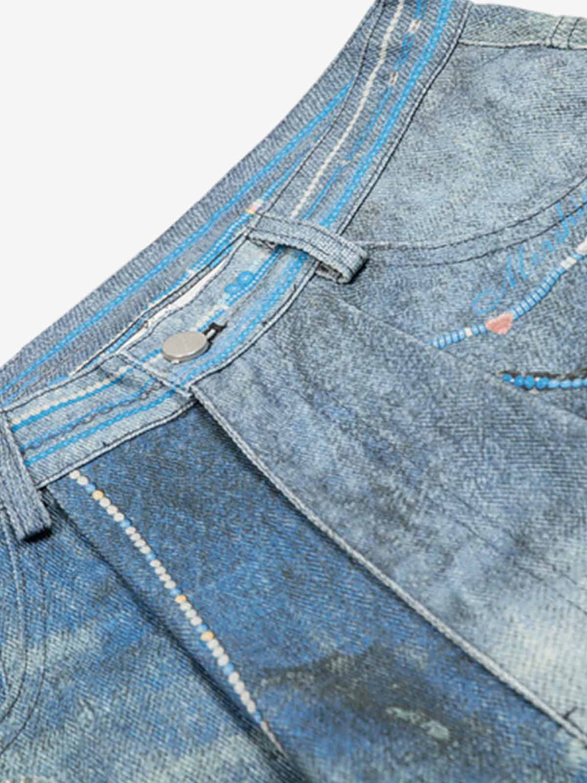 Hand-Painted Floral Denim Shorts for Summer Fashion 