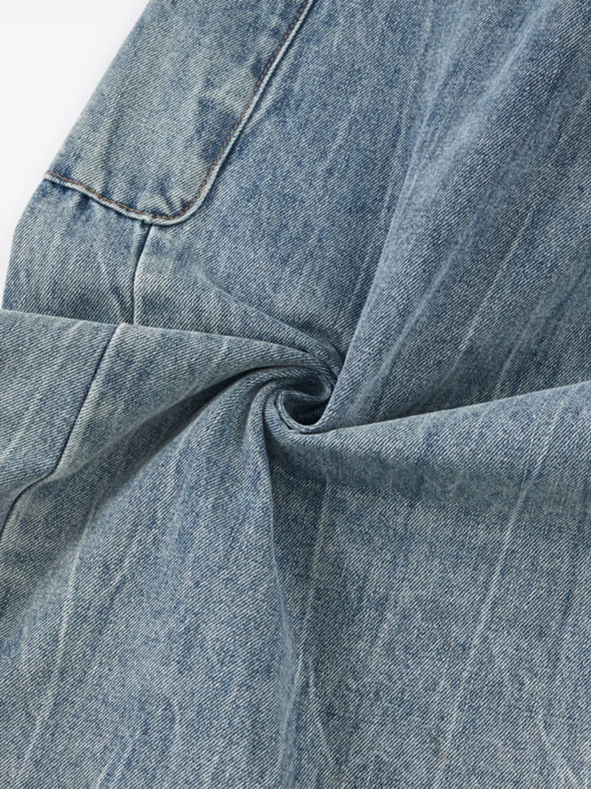 Wide-Leg Denim Trousers with Unique Patchwork Design for Modern Fashionistas 