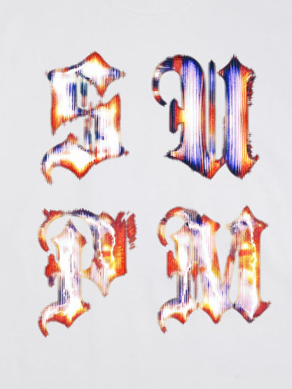 Cotton Logo Letter Design Short-Sleeve T-Shirt - Features Retro Digital Glitch Letter Print, Unisex?