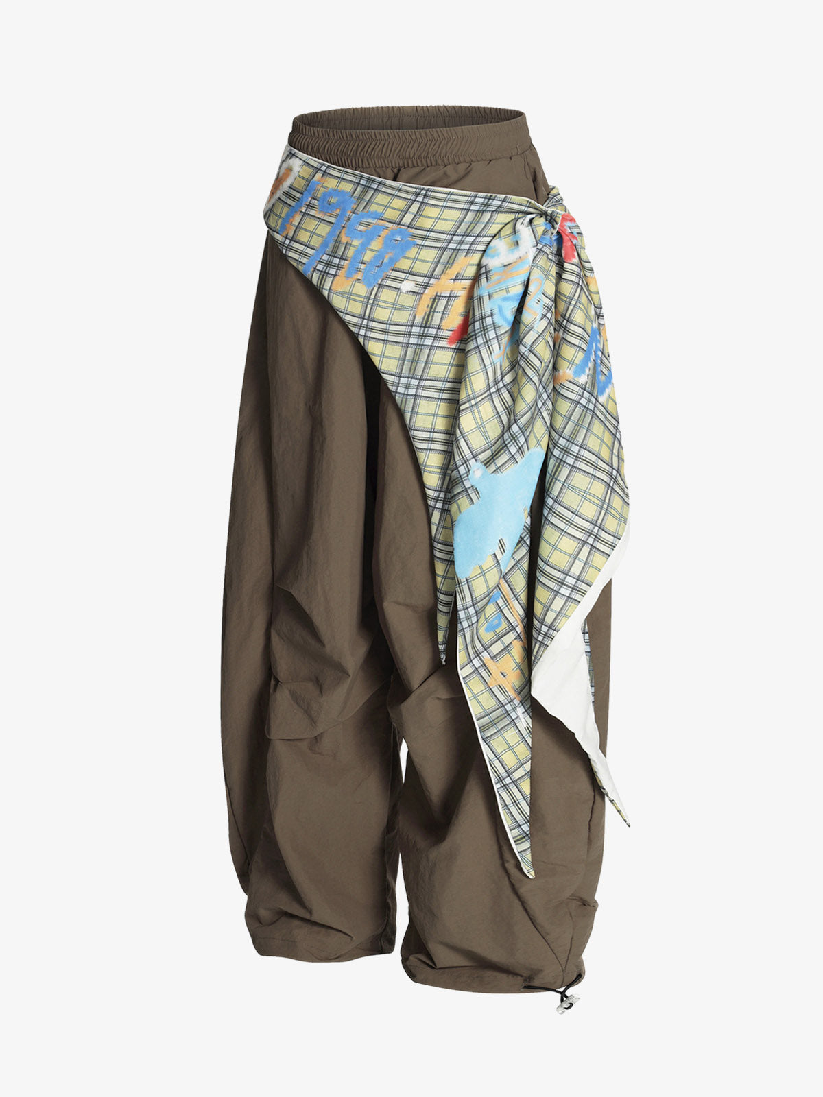 Stylish Wide-Leg Pants with Plaid Overlay for Modern Fashionistas 