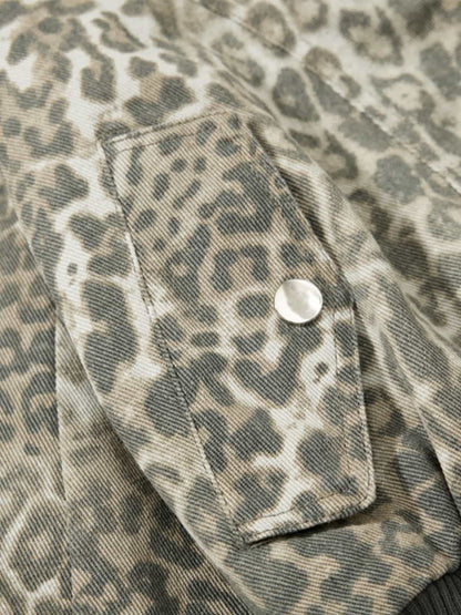 Vintage Leopard Print Bomber Jacket 