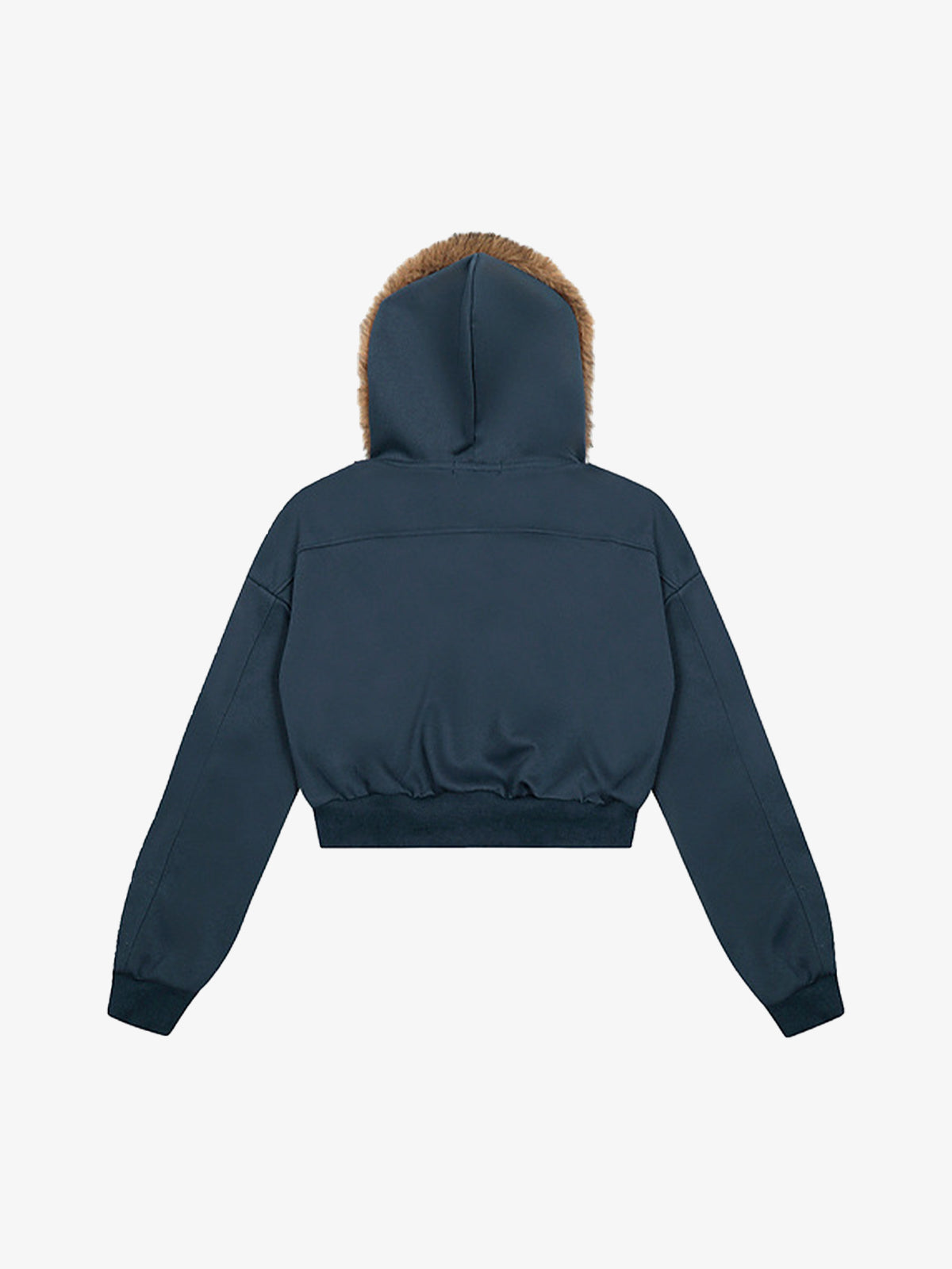 Retro Detachable Fur Collar Cropped Hooded Sweatshirt